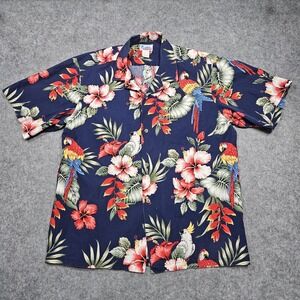 Vintage Hawaiian Shirt Birds Flowers Made in Hawaii Large See Measurements